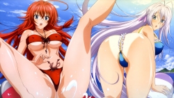 o_a 332377 highschool_dxd rias_gremory rossweisse swimsuits tan_lines teshima_noriko