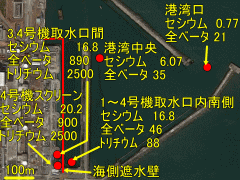 高濃度の放射性物質が見つかる福島第一港湾内
