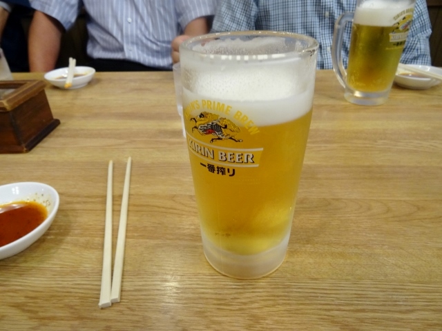 ８番らーめん　駅西本町店　生ビール