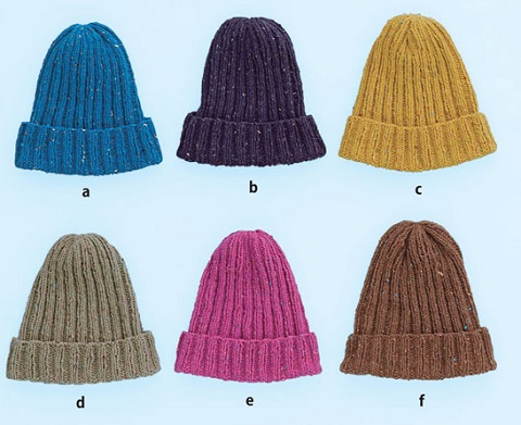２目ゴム編みのニット帽無料編み図 シンプルタイプウォッチキャップ 帽子など