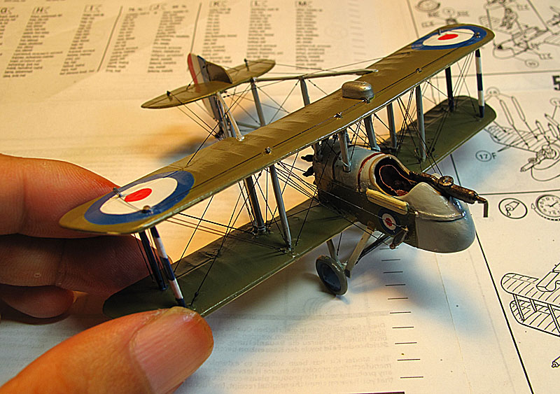 ドイツレベル1/72 デ・ハビランドD.H.2. その２：胴体塗装、張り線完了 
